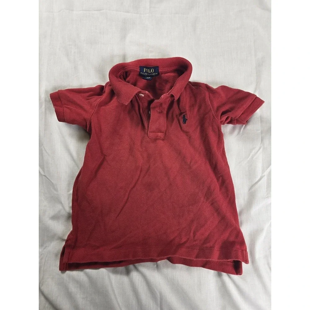 Polo Ralph‎ Lauren Polo Shirt Boys 2T Red Short Sleeve Pony Logo Collared Casual